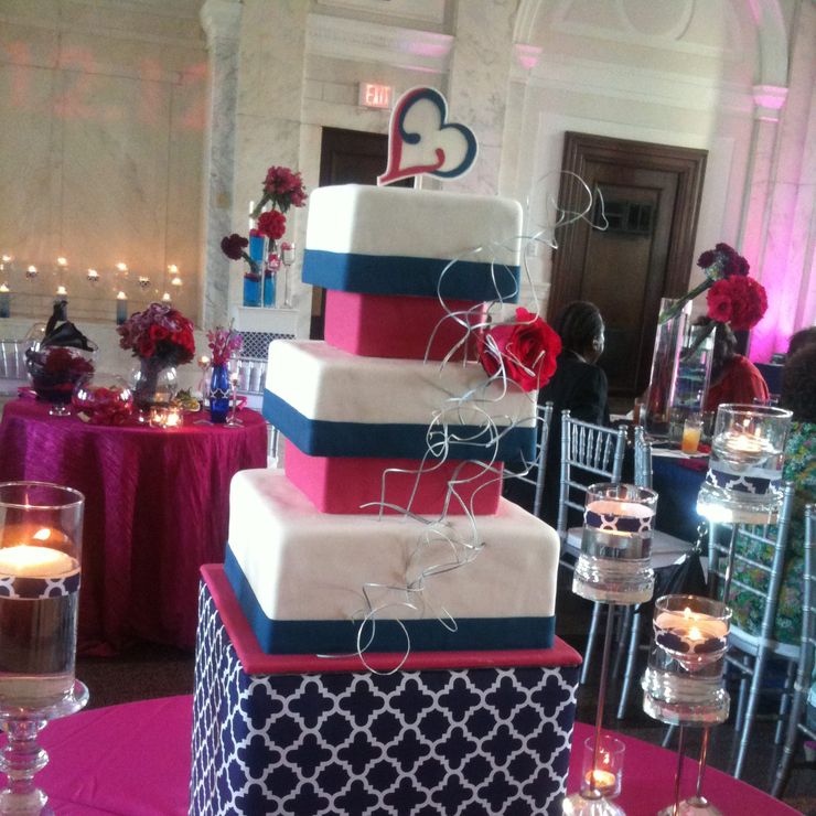 Navy & Pink Modern Wedding Cake