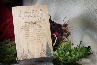 Rustic winter brown wedding invitations