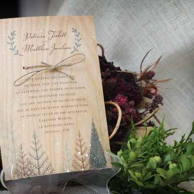 Rustic winter brown wedding invitations