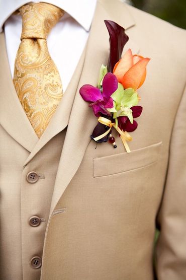 Orange wedding buttonhole