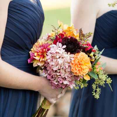 Red hydrangea wedding bouquet