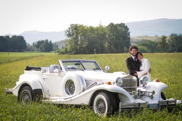Outdoor white wedding transport