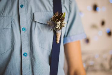 Brown wedding buttonhole