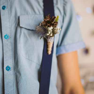 Brown wedding buttonhole