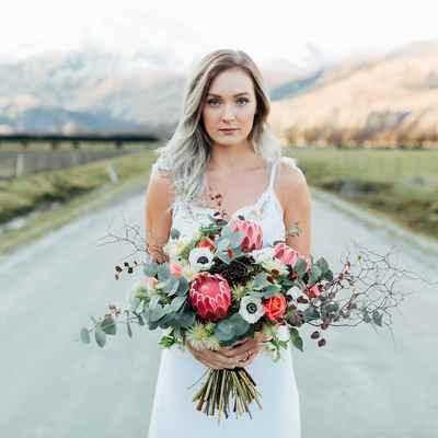 Outdoor white bridal hair and make-up