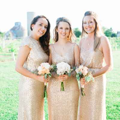 Outdoor gold bridesmaids