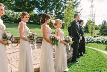 Outdoor ivory bridesmaids