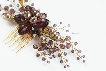Purple wedding headpieces, veils, cover-ups & brooches