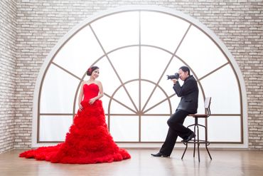 Overseas red long wedding dresses