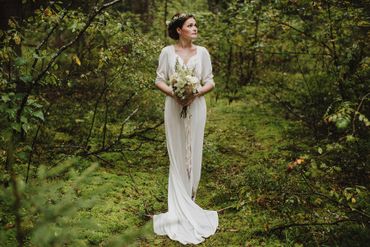 Outdoor white long wedding dresses