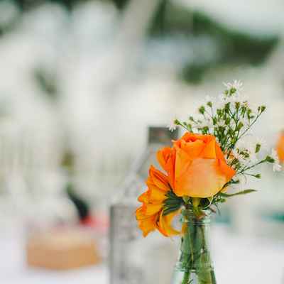 Orange wedding floral decor