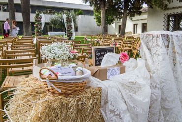 Outdoor wedding reception decor