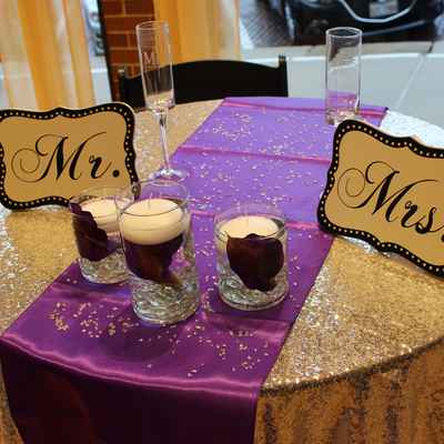 Overseas purple wedding reception decor