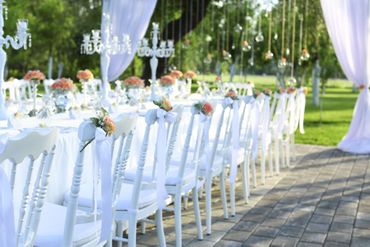 Outdoor wedding reception decor