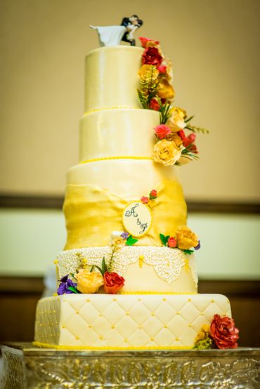 Yellow wedding cakes