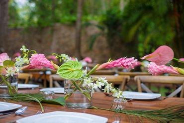 Outdoor green wedding floral decor