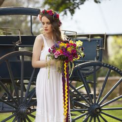 Outdoor white long wedding dresses