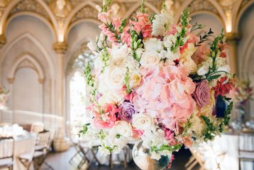 Pink overseas wedding floral decor