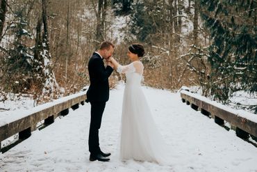 Winter white outdoor long wedding dresses