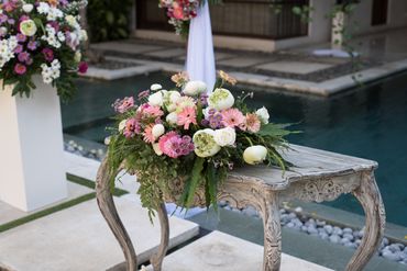White outdoor wedding floral decor