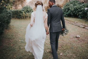 White outdoor long wedding dresses
