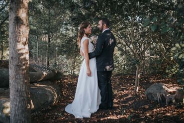 White outdoor long wedding dresses