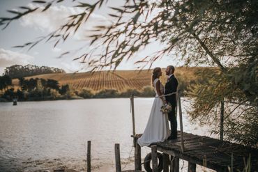 White beach long wedding dresses