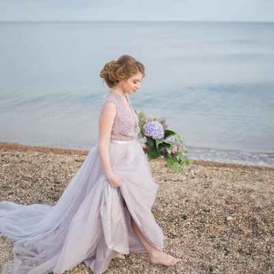 Purple beach long wedding dresses