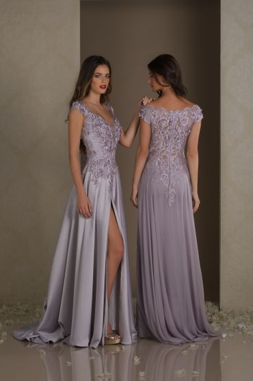 Purple long wedding dresses