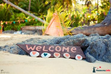 Beach pink wedding signs