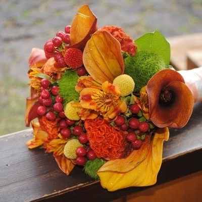 Orange calla wedding bouquet