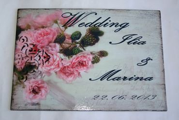 Pink wedding signs