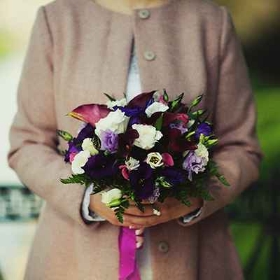 Vintage autumn calla wedding bouquet